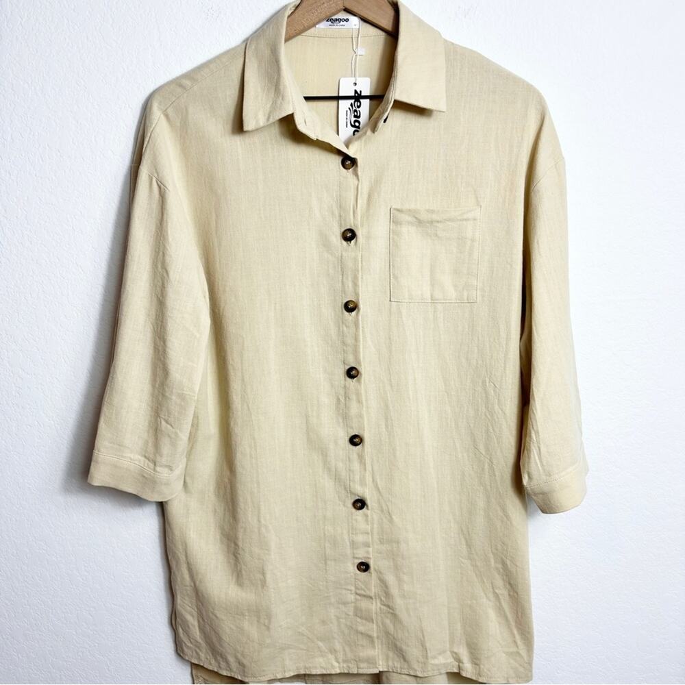 Zeagoo Beige Brown Women Cover Up or Shirt Size Medium Brand New